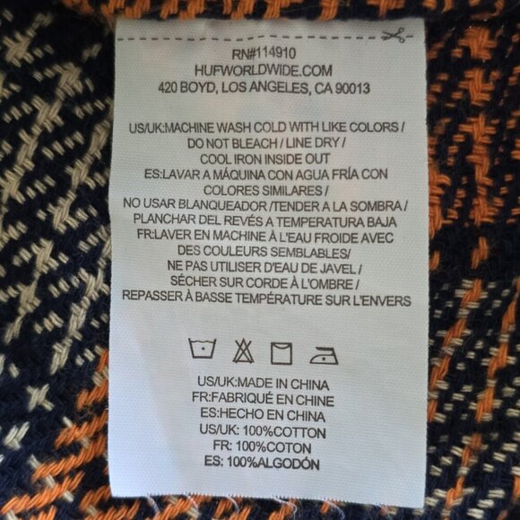 HUF Shirt Mens S Multicolor LS Cotton Shacket Button Up Casual Skater Streetwear - Picture 11 of 16